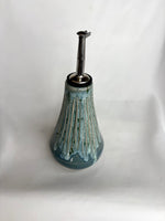 Load image into Gallery viewer, Tapered Blue Carved Oil Bottle
