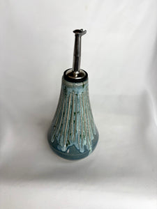 Tapered Blue Carved Oil Bottle