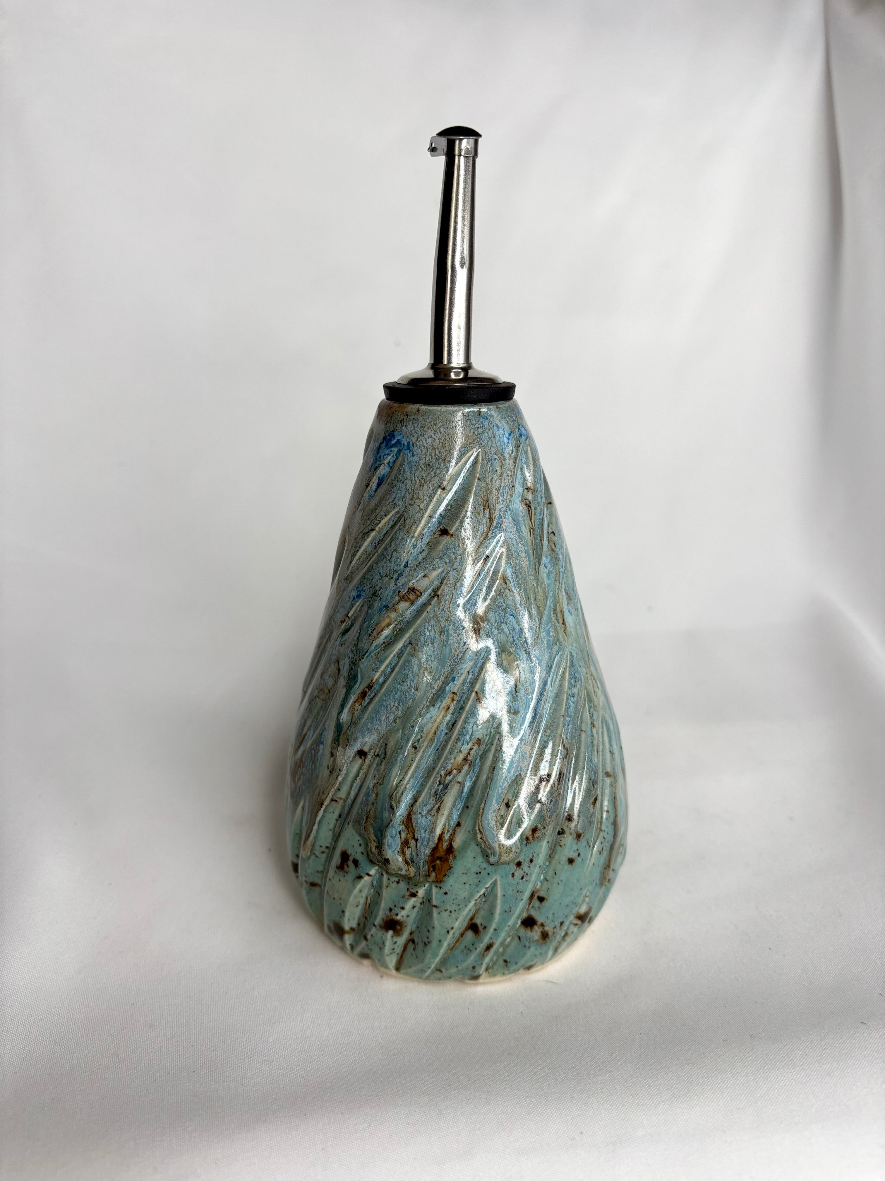 Melting Blue Carved Oil Bottle