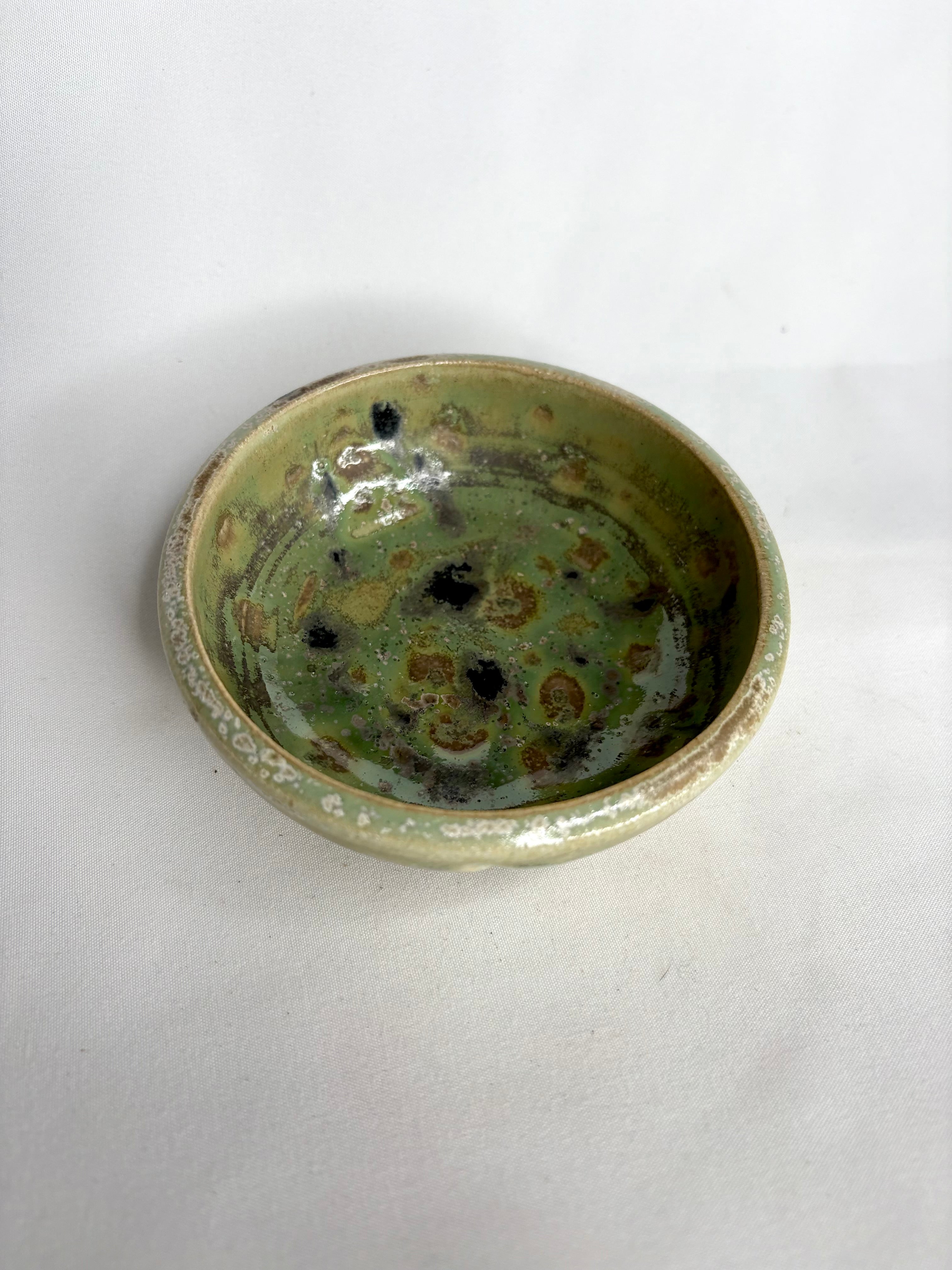 Mottled Green Carved Trinket Dish