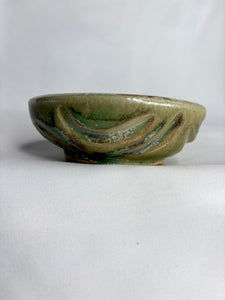 Mottled Green Carved Trinket Dish