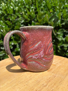 Melting Red Carved Mug - B