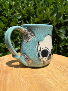 Teal Skull Victorian Mug