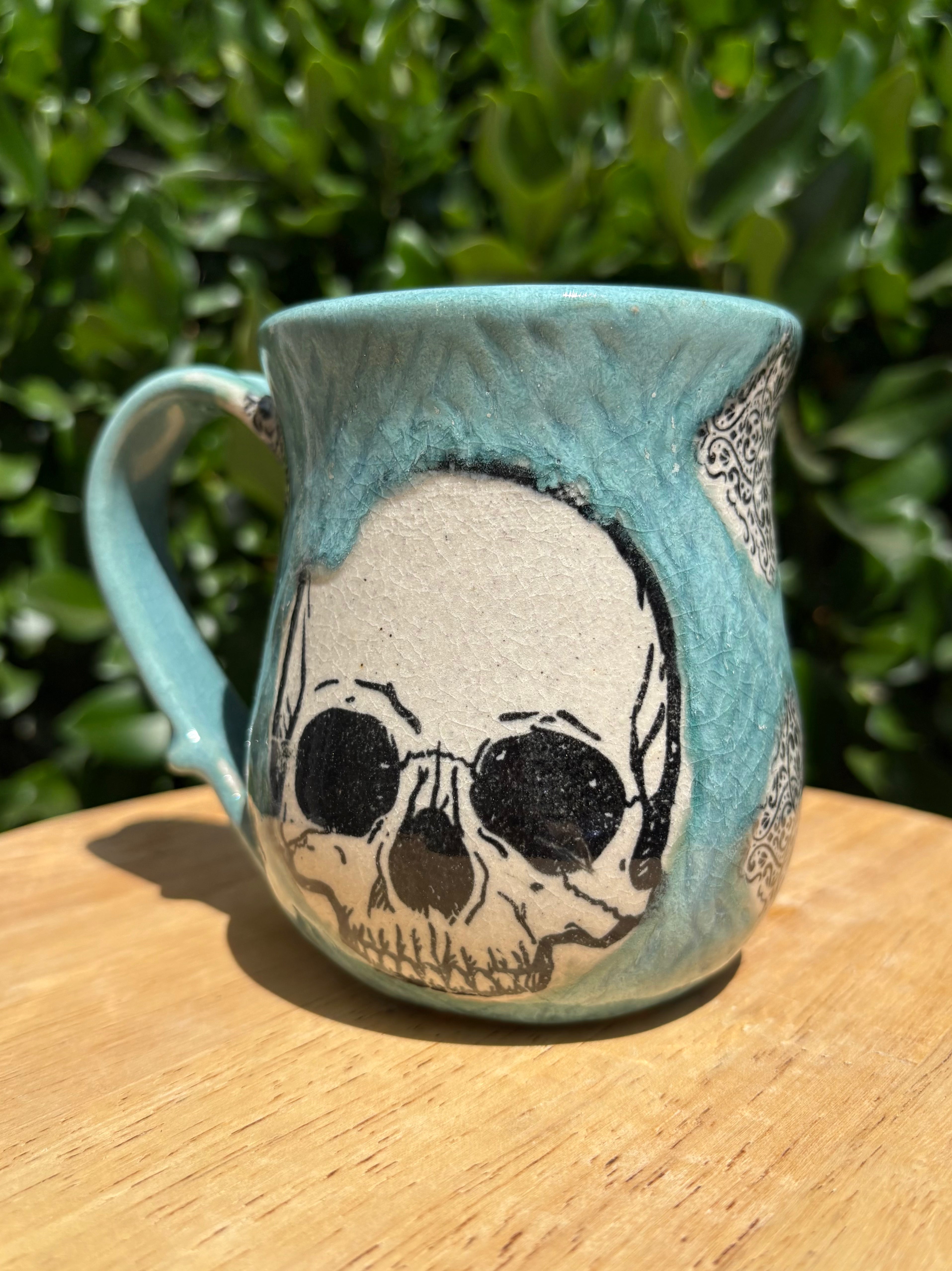 Teal Skull Victorian Mug