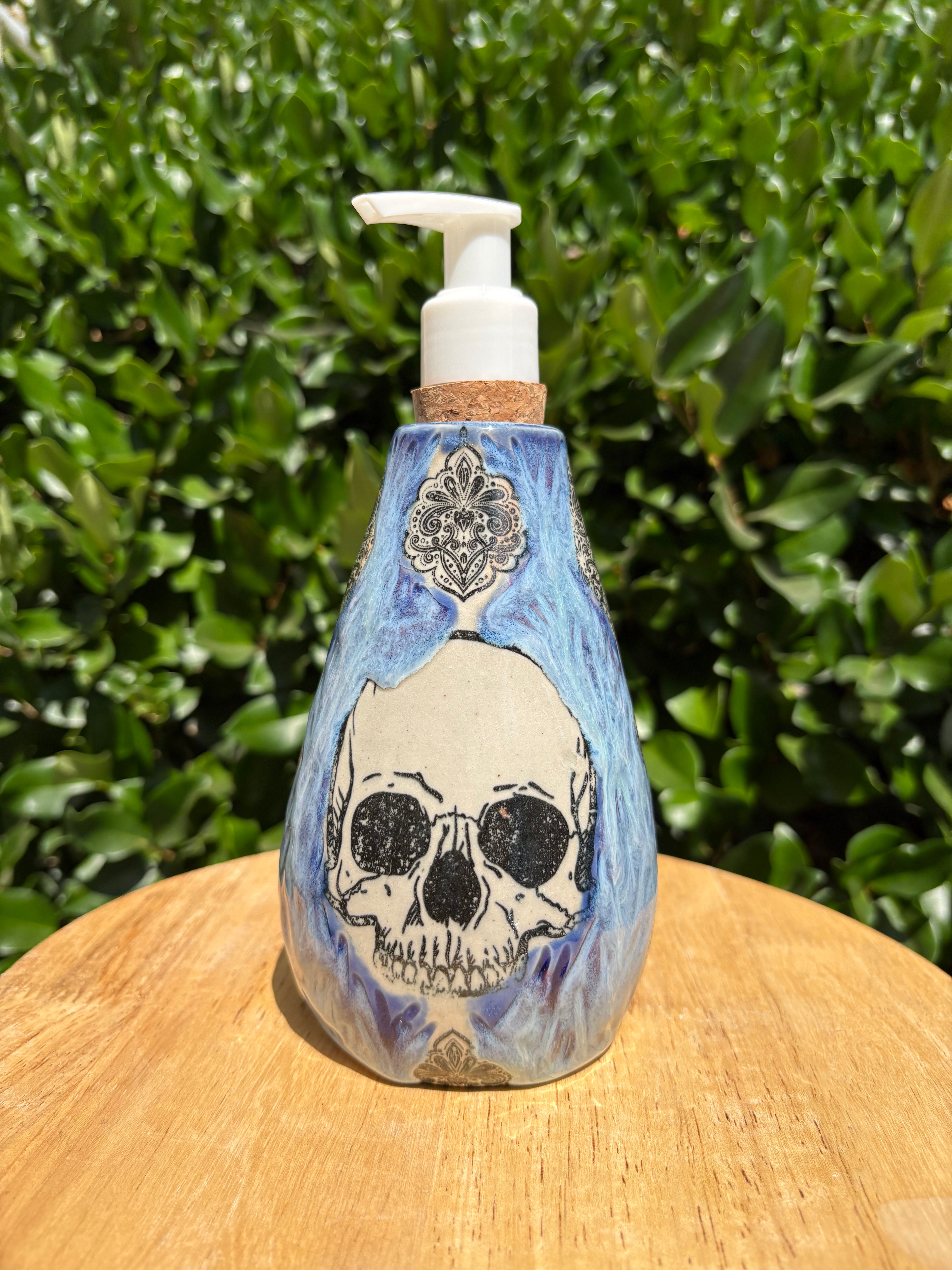 Melting Blue Victorian Skull Soap Dispenser