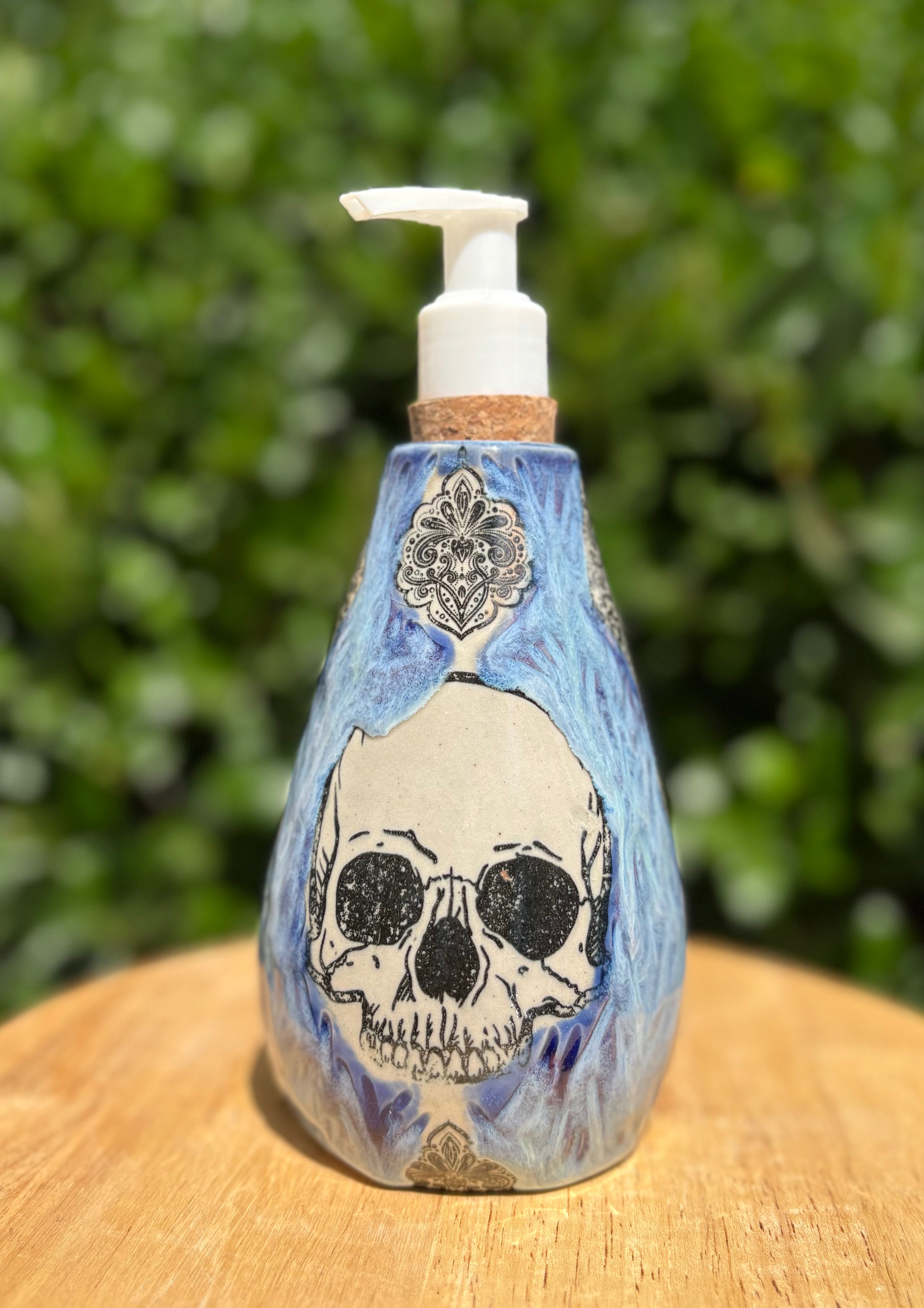 Melting Blue Victorian Skull Soap Dispenser