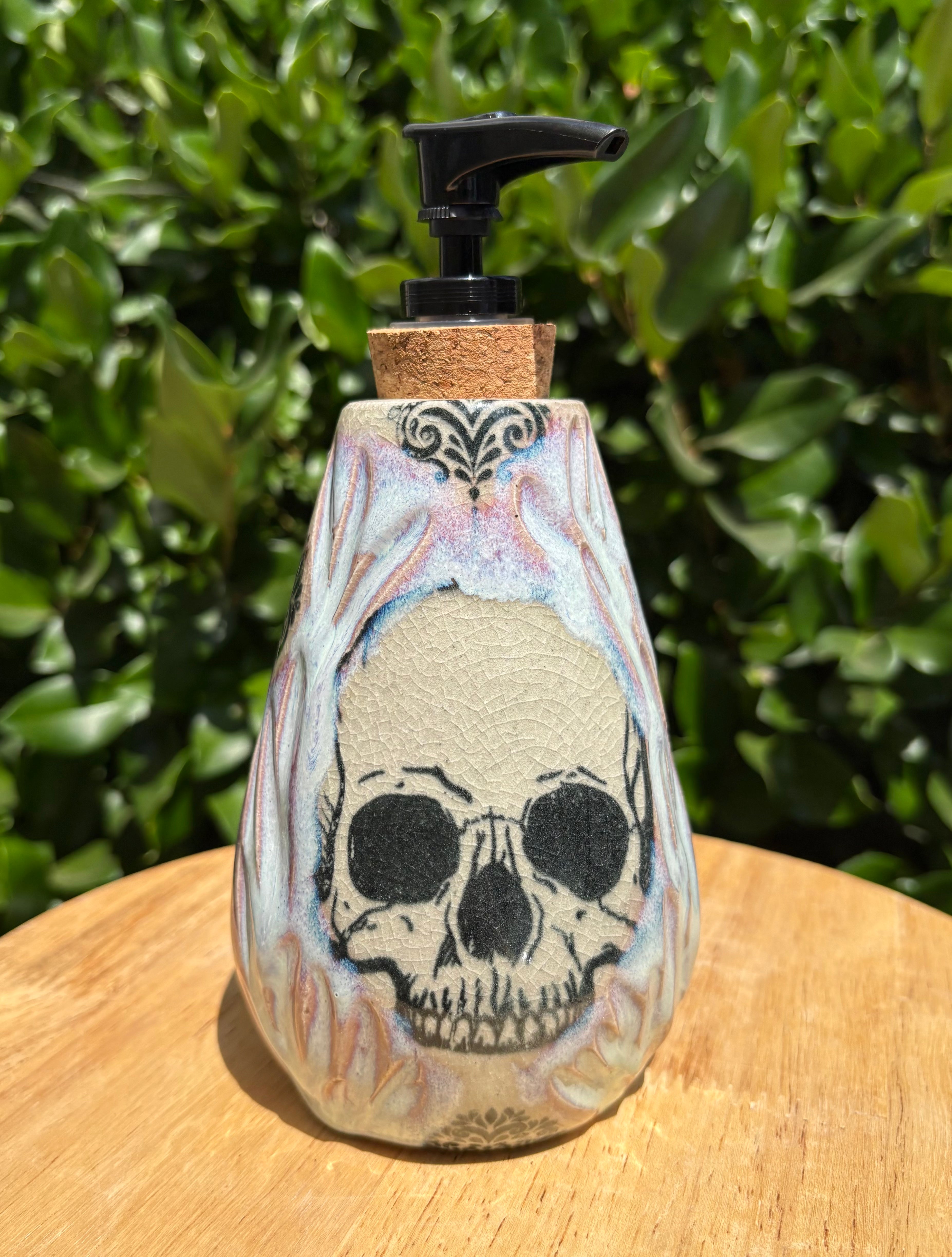 Purple Victorian Skull Soap Dispenser