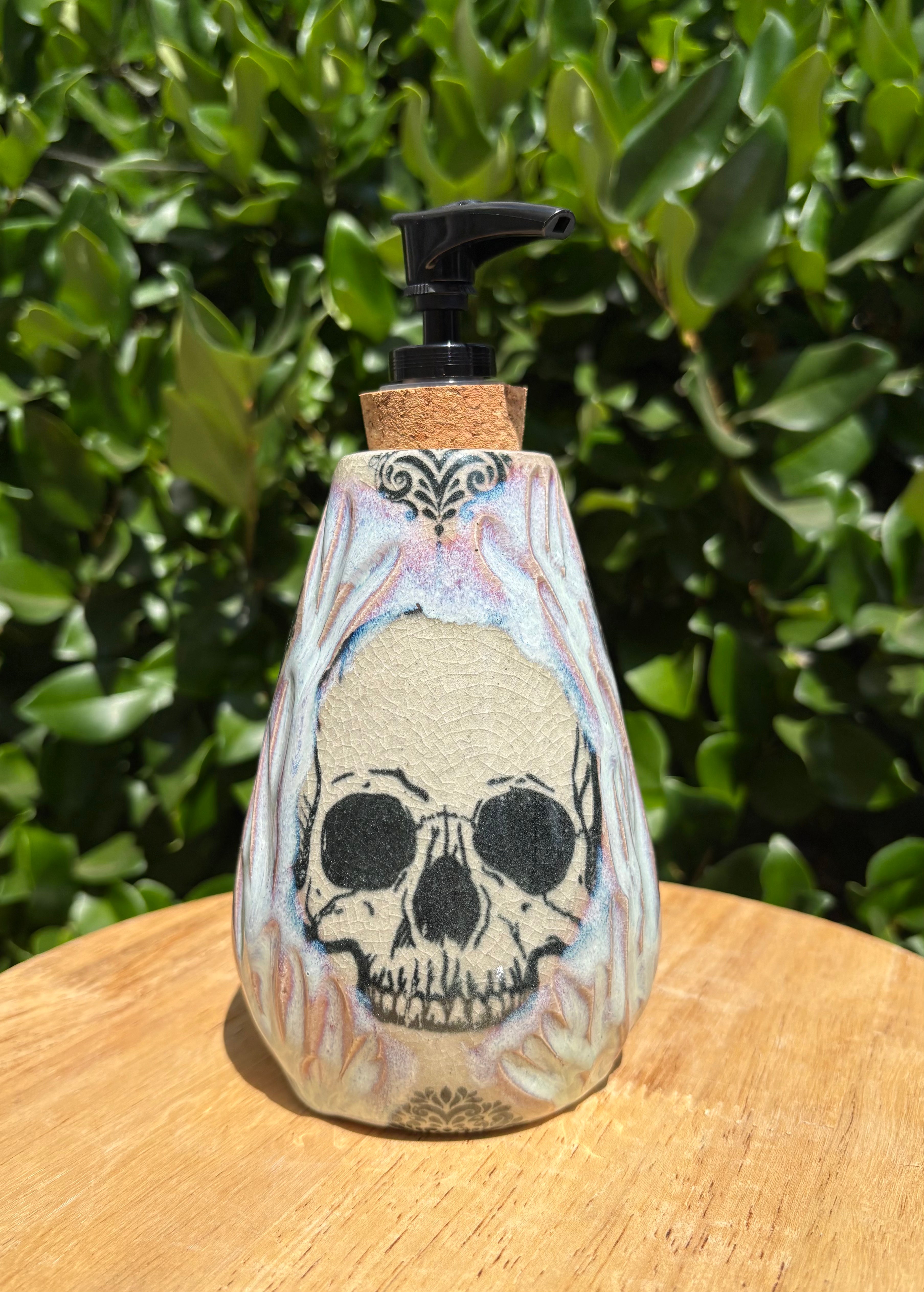 Purple Victorian Skull Soap Dispenser
