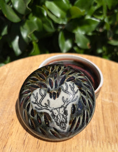 Short Deer Skull Lidded Jar