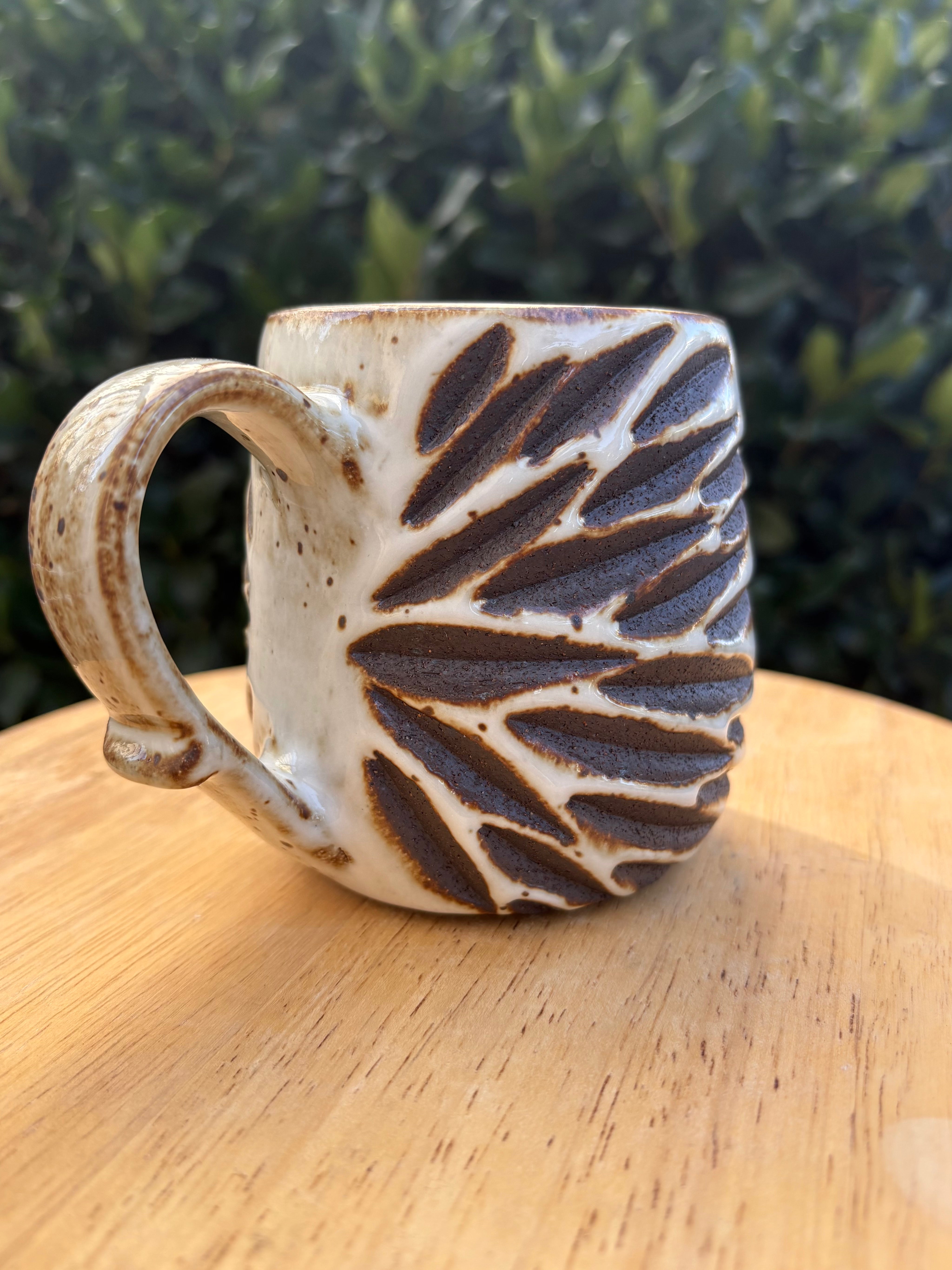 White Carved Mug